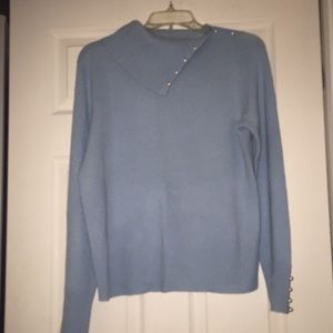 Women's Blue Sweater with Button Accents